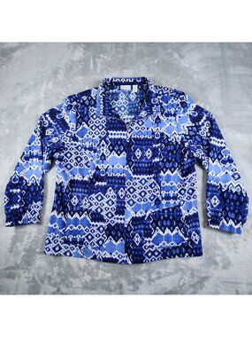 Zenergy Chicos Neema Ikat Bomber Jacket 3 Blue Athleisure Active Travel Packable